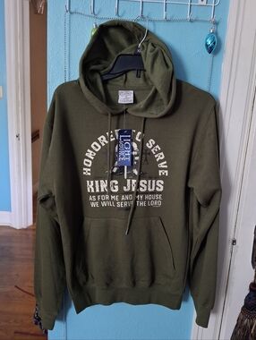AS FOR ME AND MY HOUSE Men's Sm NWT Hoodie HONORED TO SERVE KING JESUS
